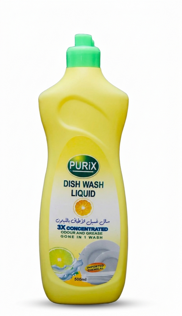 PURiX Lemon Dish Wash Liquid – 3X Concentrated Grease Cutting Formula
