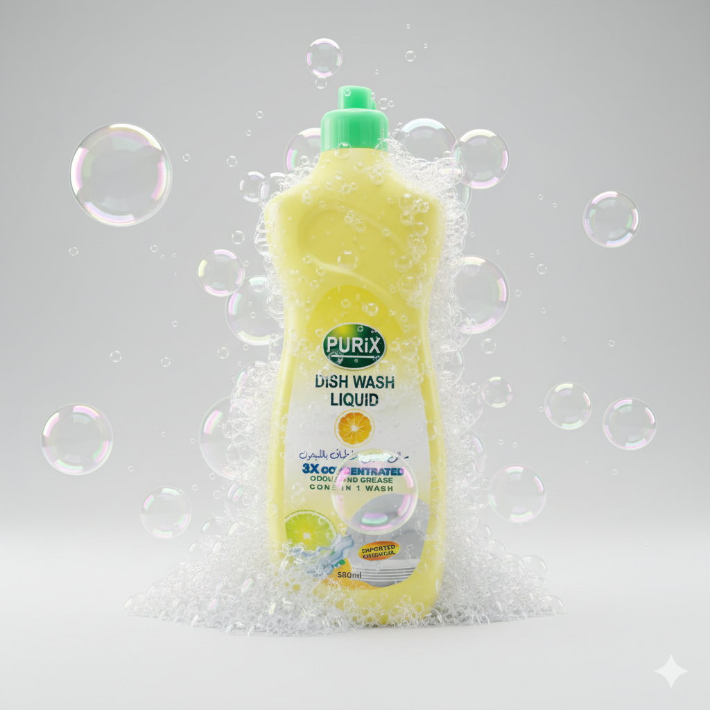 PURiX Lemon Dish Wash Liquid – 3X Concentrated Grease Cutting Formula