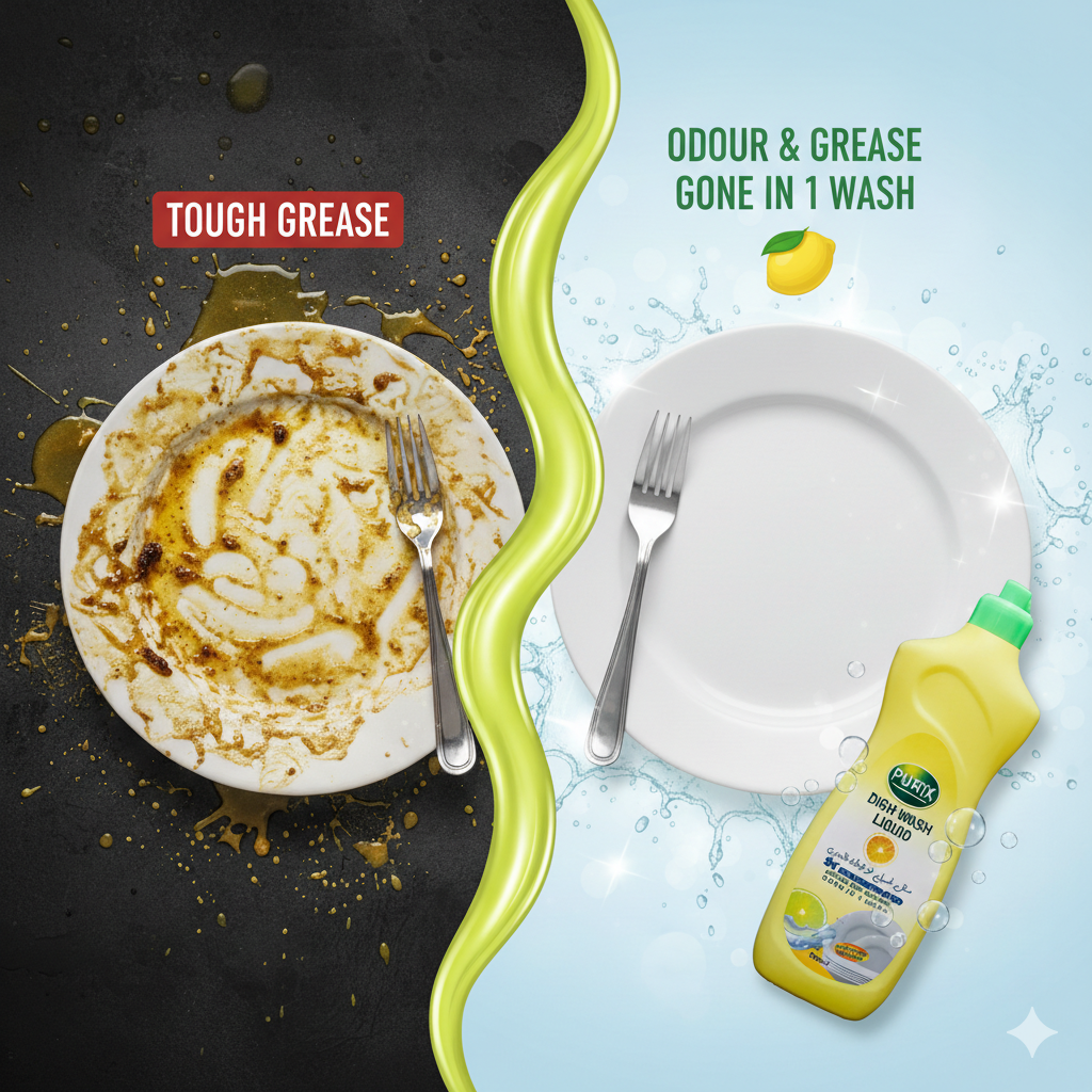 PURiX Lemon Dish Wash Liquid – 3X Concentrated Grease Cutting Formula